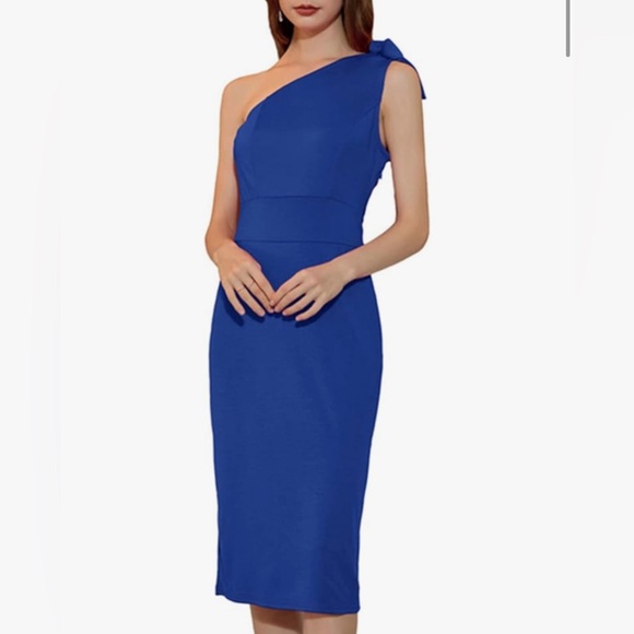 Chic One-Shoulder Blue Dress - Picture 1 of 1